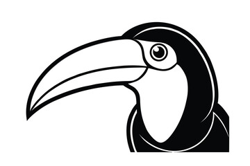 Striking black and white toucan head illustration