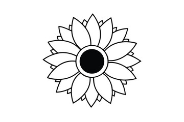 Simple line art sunflower design floral element botanical illustration