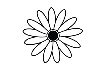 Simple black and white daisy flower line art design