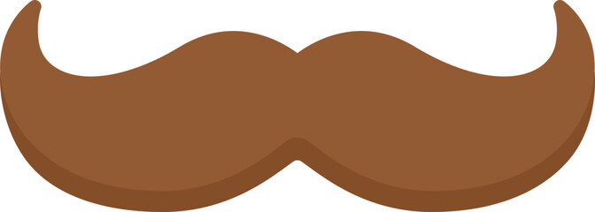 Cartoon brown mustache.
Brown beard flat vector illustration.
Simple cute mustache clipart. 
Father's Day icon. 