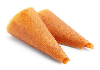 Delicious fruit leather rolls isolated on white