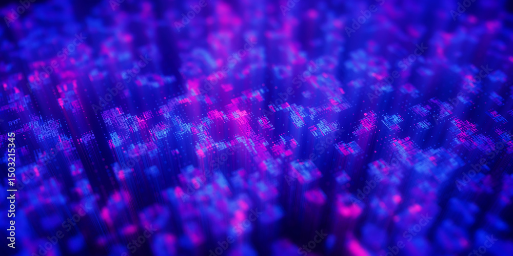 Poster Big Data clusters complex graph. Quantum computing patterns. Cyber space of AI technology neural connections. Futuristic graph. Digital information presentation. 
