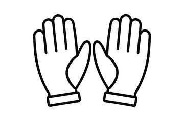 Two hands in gloves facing each other simple line art