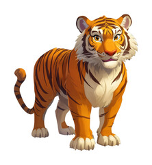 Obraz premium PNG Realistic illustration of a majestic tiger standing proudly
