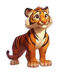 Obraz premium PNG Adorable cartoon tiger cub with big eyes and striped fur
