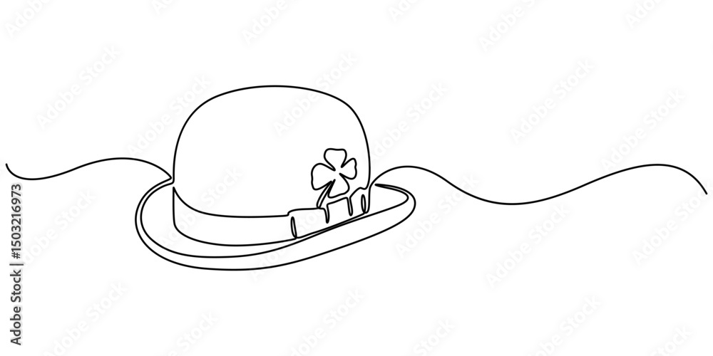 Aufkleber continuous one line art drawing leprechaun hat, one line drawing. continuous line art. leprechaun ha