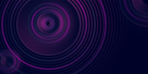 Dark abstract background with glowing circles. Swirl circular lines element. Shiny lines. Futuristic technology concept.