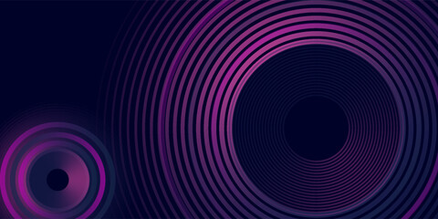 Dark abstract background with glowing circles. Swirl circular lines element. Shiny lines. Futuristic technology concept.