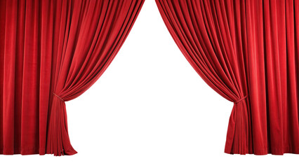 Red stage curtains on transparent background

