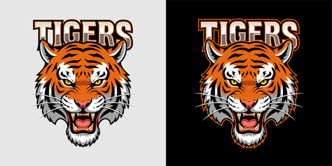 Tiger Head Mascot Logo Set – Light and Dark Variants