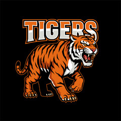 Full Body Tiger Mascot with Dark Background