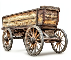 Fototapeta premium Vintage wooden wagon, isolated