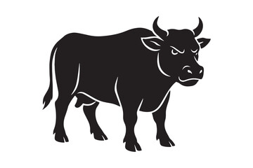 Angry cow silhouette vector artwork.
