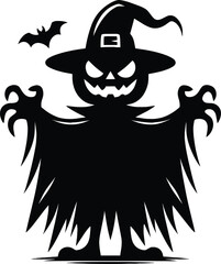 Ghost monster character halloween celebration vector illustration isolated on white background