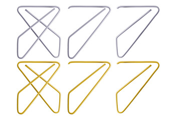 Two steel and gold colored butterfly clips realistic vector illustration set.