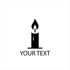 Black Candle Flame Logo Vector – Holy Spirit Pentecost Symbol Isolated on White Background
