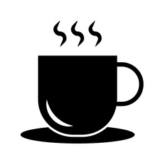 Hot drink glyph symbol for beverage design, great for caf&eacute; or hotel visuals.