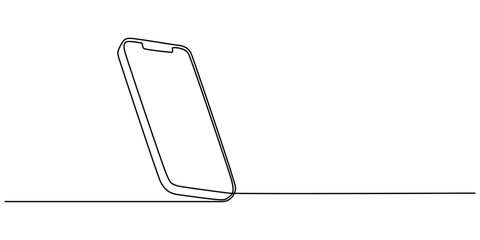 Smart phone icon continuous one line drawing with  isolate simple outline vector illustration, One continuous line drawing of smartphone vector illustration. Cellular phone monoline design. Technology