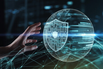 Global Cybersecurity Protection Digital Shield Concept