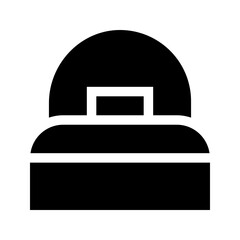 Single bed glyph icon for hotel design, perfect for hospitality or travel visuals.