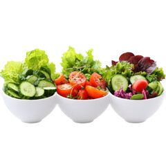 Different three salad, An overhead composition of three different versions of the salad: one with...