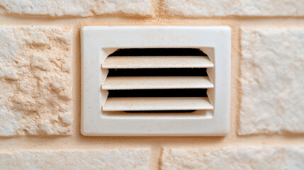 Venting, A close-up view of a dusty white ceiling vent, highlighting fine details and textures.