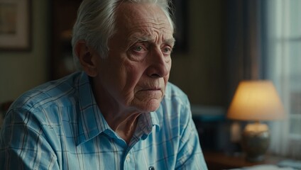 worried, sad, senior, couple, having, consultation, home