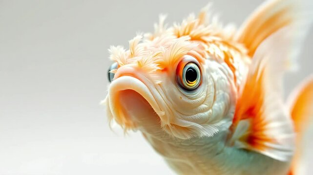  A goldfish flaring its fins and gill covers in a display of dominance, a visual roar