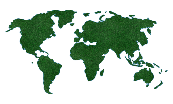 Green grass World Map transparent background