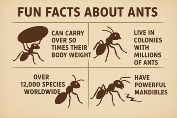Informational Graphic Showing Fun Facts About Ants and Their Unique Abilities