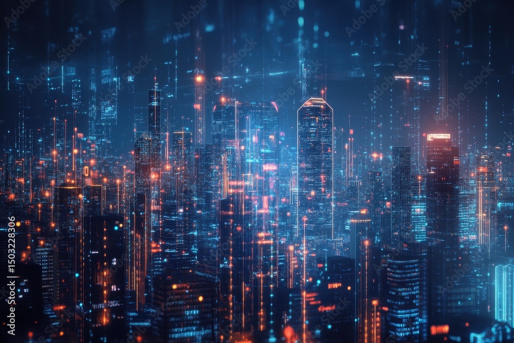 Poster exploring digital transformation in tax invoicing with advanced technology and data visualization in