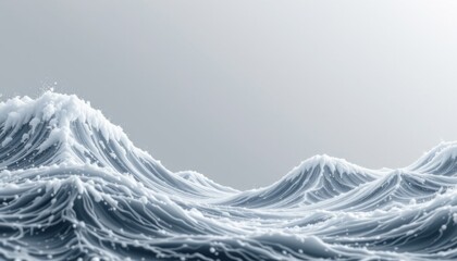 digital futuristic wave texture background with abstract structure of information ocean, subject positioned at the top with ample copy space at the bottom, pure white tones