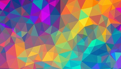 abstract low polygonal generative art background illustration in vibrant colors, subject at the top with ample copy space at the bottom for photos.