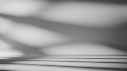 Minimal white and grey wall interior background with soft window shadows. Abstract empty space white room interior with sunlight. White studio background for product presentation. Vector illustration. © iuriimotov