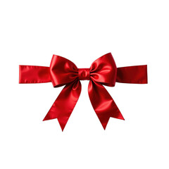 Fototapeta premium Elegant red satin bow on a transparent background, perfect for gift wrapping or festive decorations..