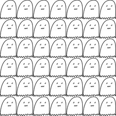Cute ghost images, continuous background pattern, minimalist lines