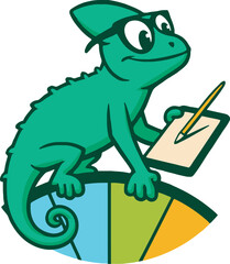 Fototapeta premium Mascot of creative chameleon artist. 