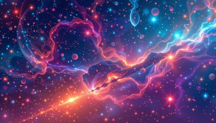 universe filled with stars, nebula, and galaxy position: left side of the image style: starbright illustration focus: background banner with copy space on the right.
