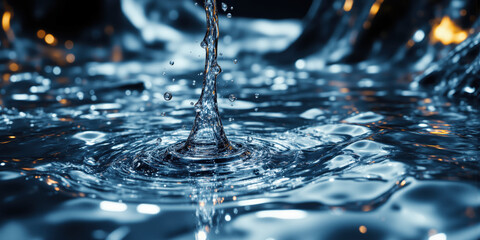 Futuristic Metallic Liquid Mercury Pool A hyper-realistic 3D render of liquid mercury, forming smooth reflective waves and suspended droplets