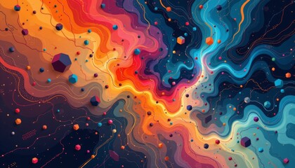 abstract fractal background design element with copy space on the left for graphics artworks digital collage, subject positioned on the right.