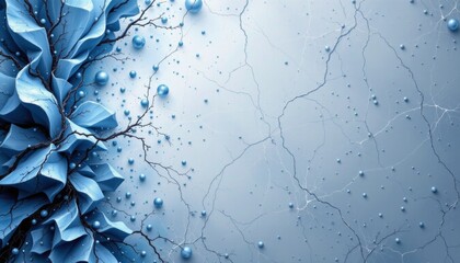 abstract fractal design element with icy blue tones on the left side, leaving ample copy space on the right for graphics artworks digital collage.