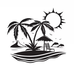 Tropical Palm Beach Silhouett...