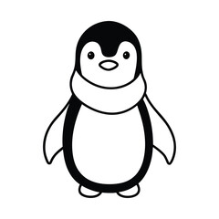 cute penguin with scarf vector art