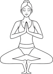 Young girl meditating in lotus yoga pose vector illustration