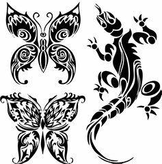 Butterfly and Lizard Tattoo A...