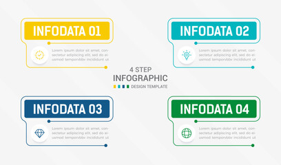 Four Step Infographic element design Vector template for presentation. process diagram and presentations step, workflow layout, banner, flow chart, info graphic vector illustration.