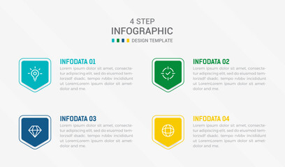 Fototapeta premium Four Step Infographic element design Vector template for presentation. process diagram and presentations step, workflow layout, banner, flow chart, info graphic vector illustration.