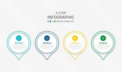 Four Step Infographic element design Vector template for presentation. process diagram and presentations step, workflow layout, banner, flow chart, info graphic vector illustration.