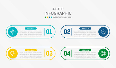 Four Step Infographic element design Vector template for presentation. process diagram and presentations step, workflow layout, banner, flow chart, info graphic vector illustration.