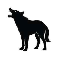 Silhouette illustration of a howling wolf isolated on a white background for various design projects